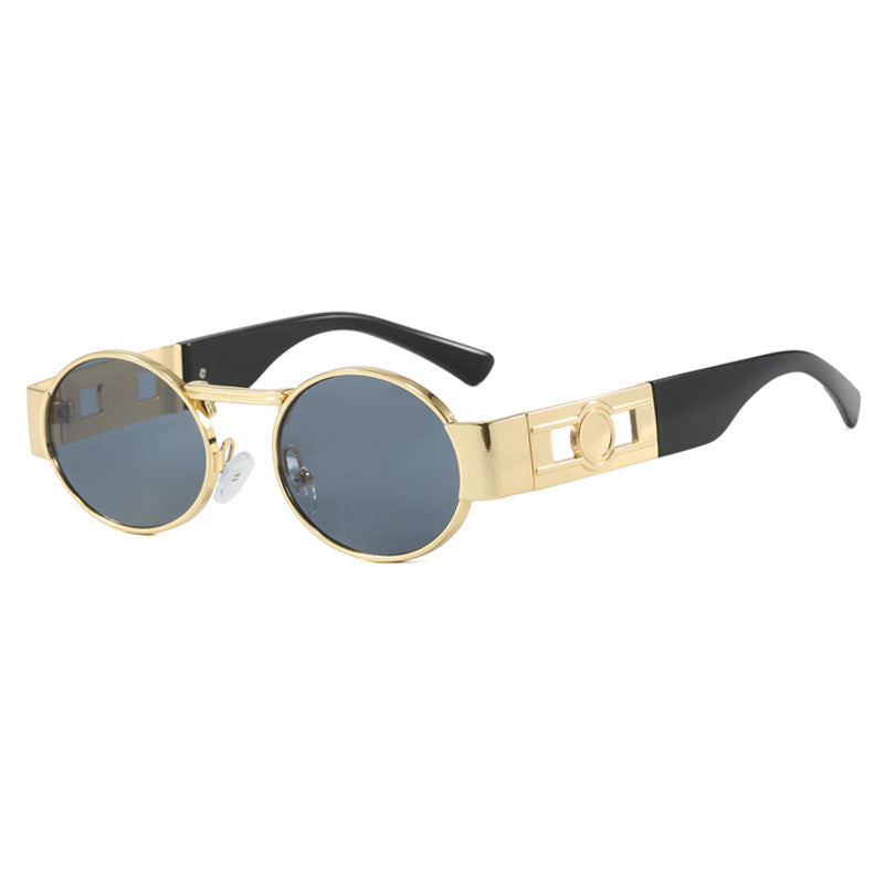 Damen runde Sonnenbrille mit modischem Metallrahmen und UV-Schutz Brehn