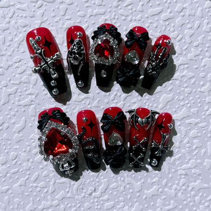 Gothic-inspirierte aufwendige Nagelkunstset
