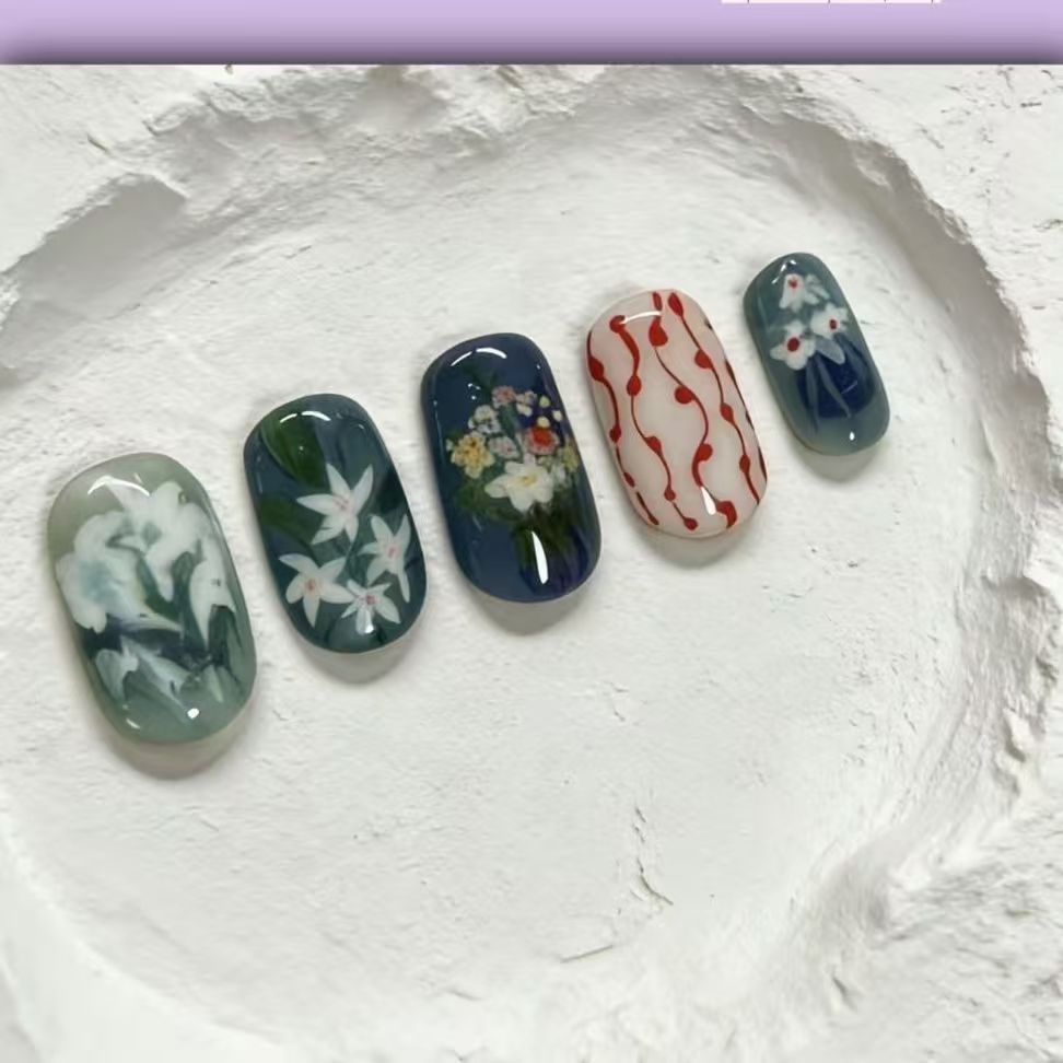 Künstlerisches katzenmotiviertes Press-On-Nagelkunstset Brehn
