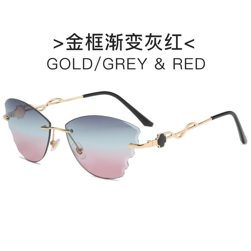 Damen extravagante Cat-Eye Sonnenbrille mit goldenen Akzenten Brehn