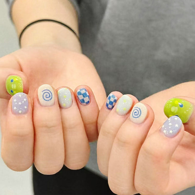 Künstlerisches katzenmotiviertes Press-On-Nagelkunstset Brehn