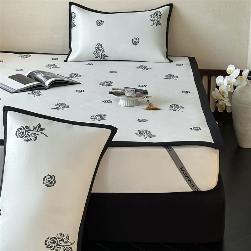Bettlaken-Set mit floraler Allover-Print und dekorativer Saumblende