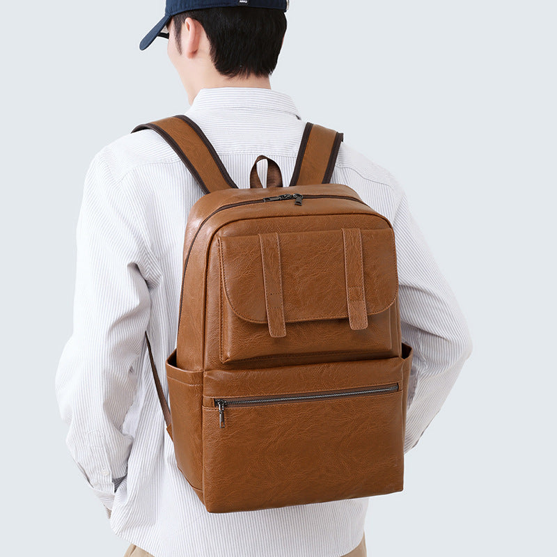 Multifunktionaler Leder Laptop-Rucksack
