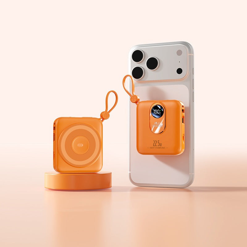 Powerbank mit kabelloser Ladefunktion und digitalem Smart-Display Brehn