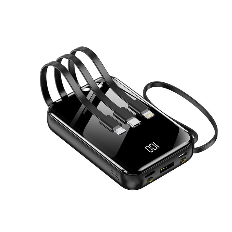 Tragbare Powerbank mit Integrierten Ladekabeln und Digitaler Anzeige Brehn