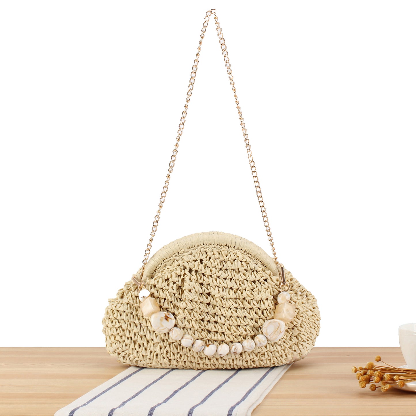 Schultertasche mit Eleganter Perlenverzierung Brehn