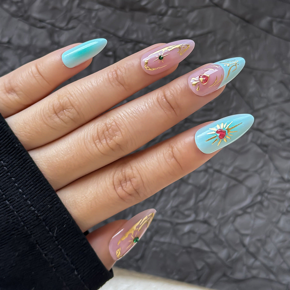 Künstlerisches Floral Verziertes Press-On Nagelset Brehn
