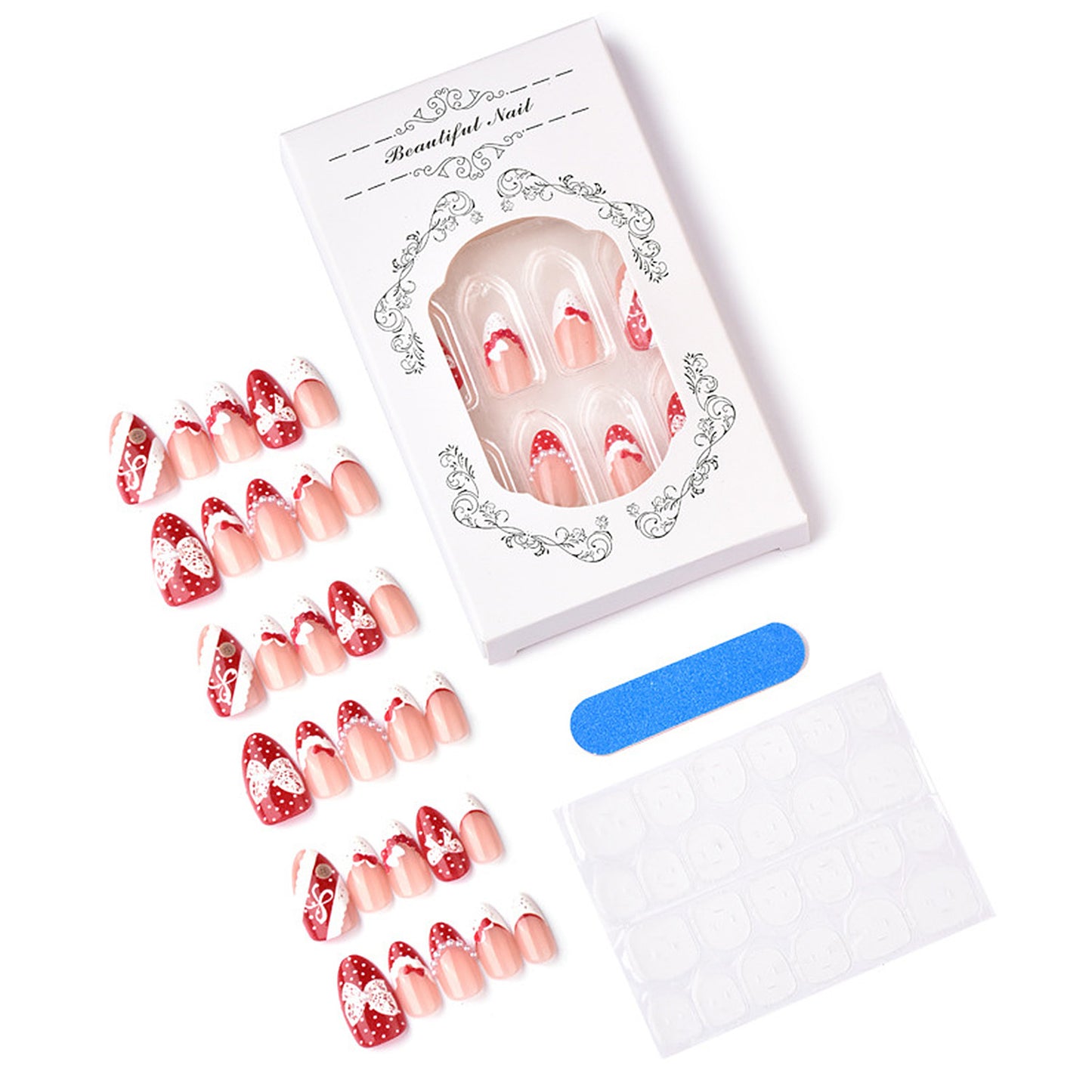 Dekoratives, urlaubsthemenbasiertes Press-On-Nagelset Brehn