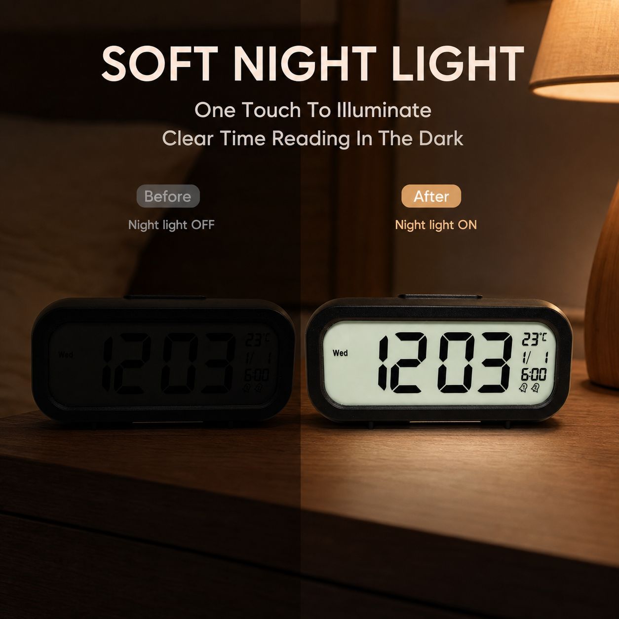 Digitaler Tischwecker mit Temperatursensor und Großem Led-Display Brehn