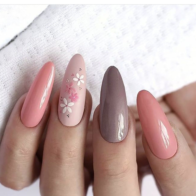 Floral Design Stiletto Nail Set Brehn