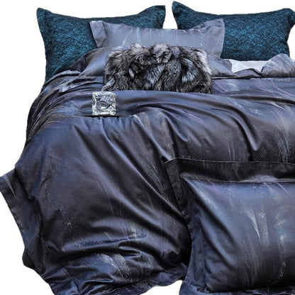 Seidiger Micro-Satin Abstract Wave Bettbezug Set mit verdecktem Verschluss und Kissenbezügen