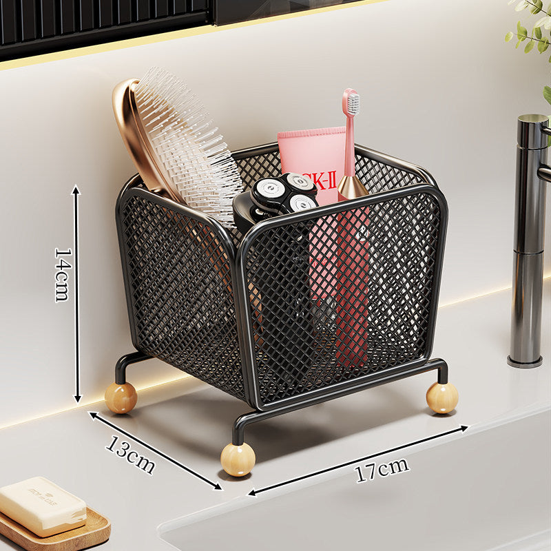 Netz Arbeitsplatte Badezimmer Kosmetik Organizer mit Holzballfüßen