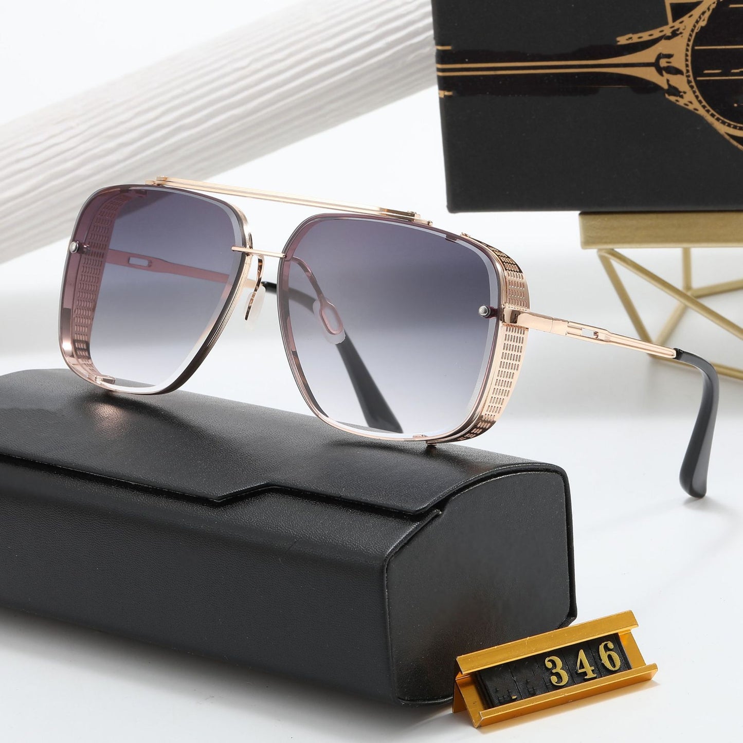 Damen Designer-Sonnenbrille mit stilvollem eckigem Rahmen und UV-Schutz Brehn