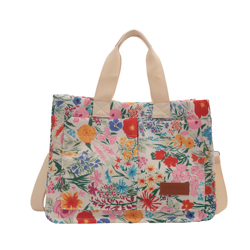Blumenbedruckte Canvas Tragetasche