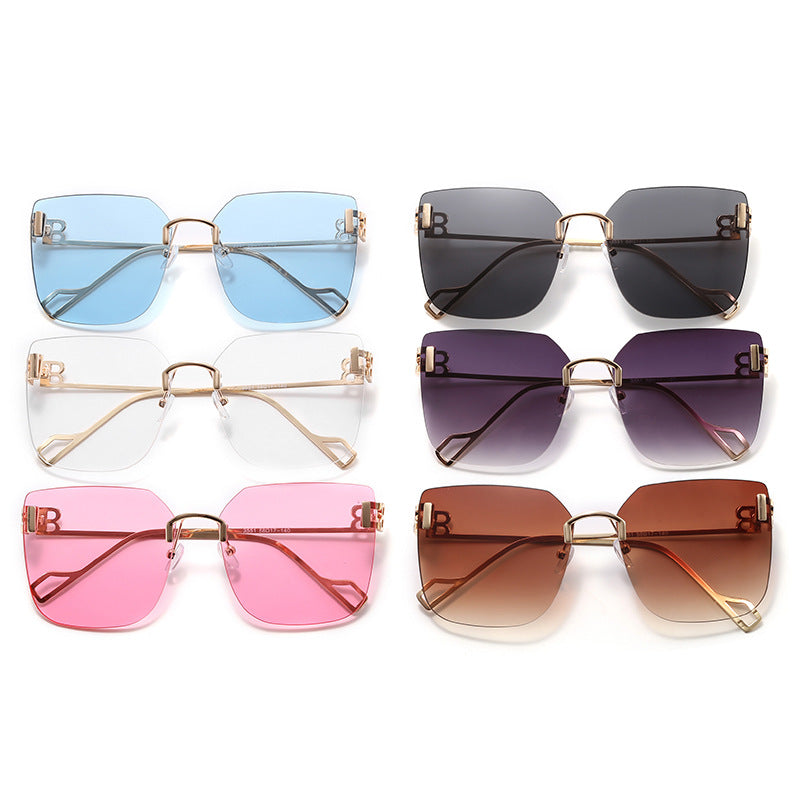 Damen elegante quadratische Sonnenbrille mit goldfarbenem Metallrahmen Brehn