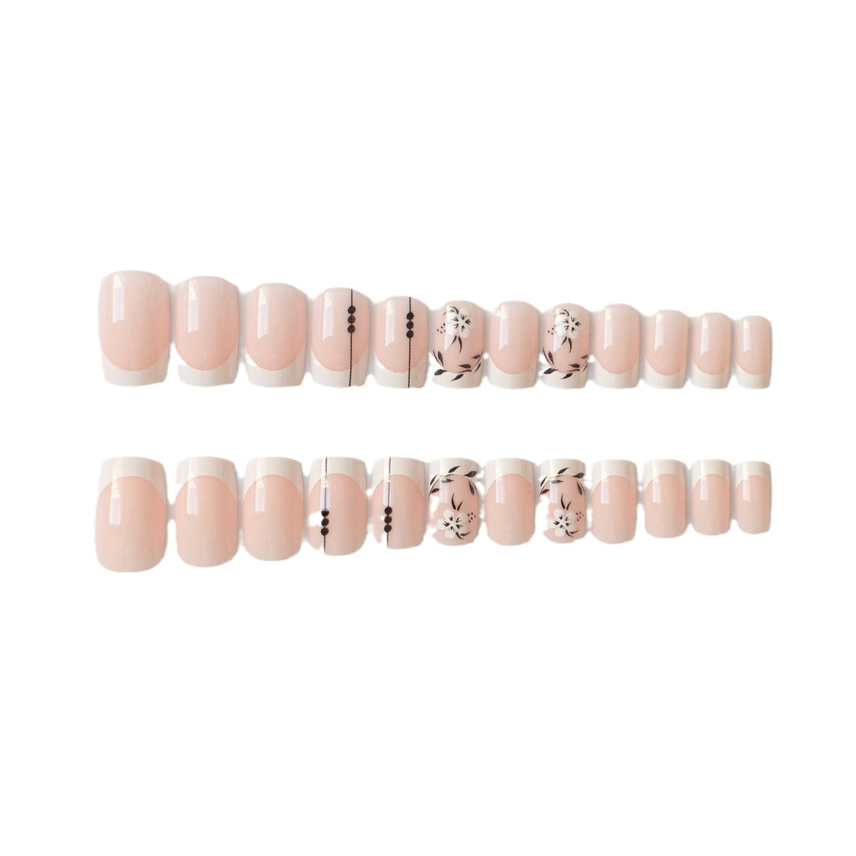 Elegantes florales French Tip Nagelkunst Set