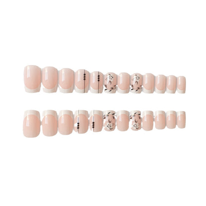 Elegantes florales French Tip Nagelkunst Set