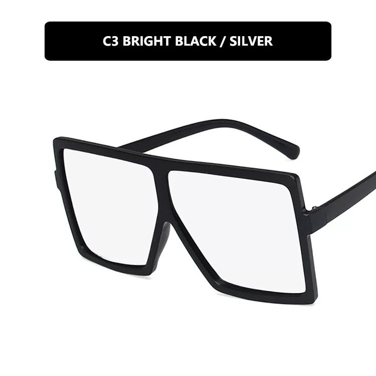 Damen moderne oversized Sonnenbrille mit transparentem Rahmen und stilvollen Gläsern Brehn
