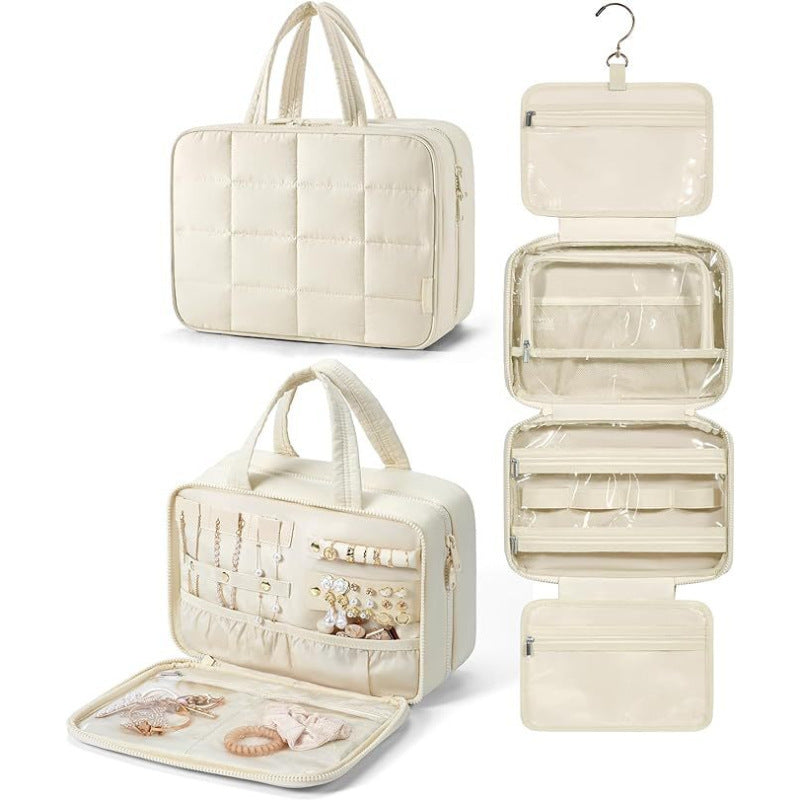 Schmuck-Organizer Tasche mit Abnehmbarem Haken und Transparenter Fächeraufteilung Brehn