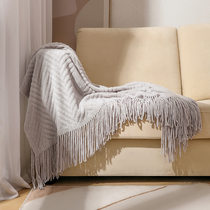 Gemütliche Strickfransen-Decke Brehn