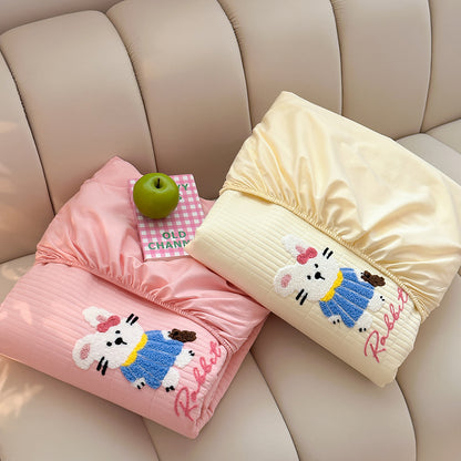 Gestepptes Fitted-Matratze-Topper mit gesticktem Panda-Motiv