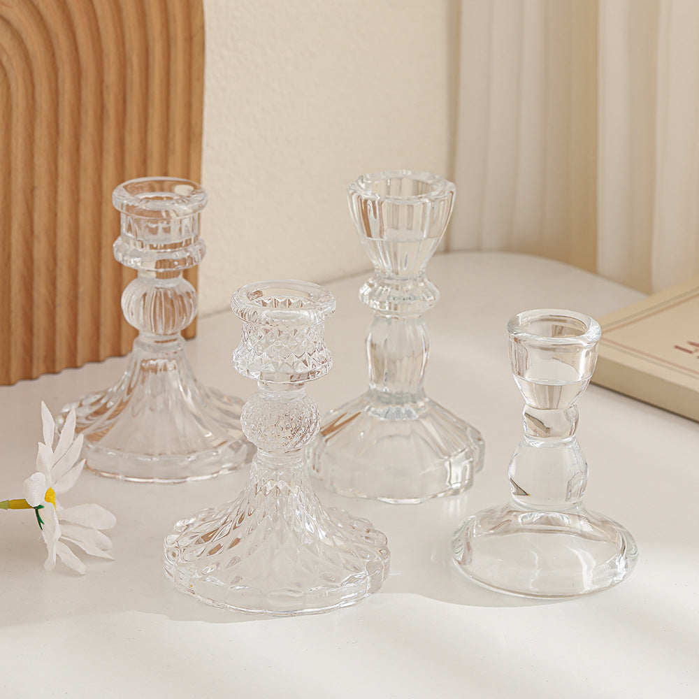 Kristallschnitt-Glas-Teelichthalter mit geripptem Fuß Brehn