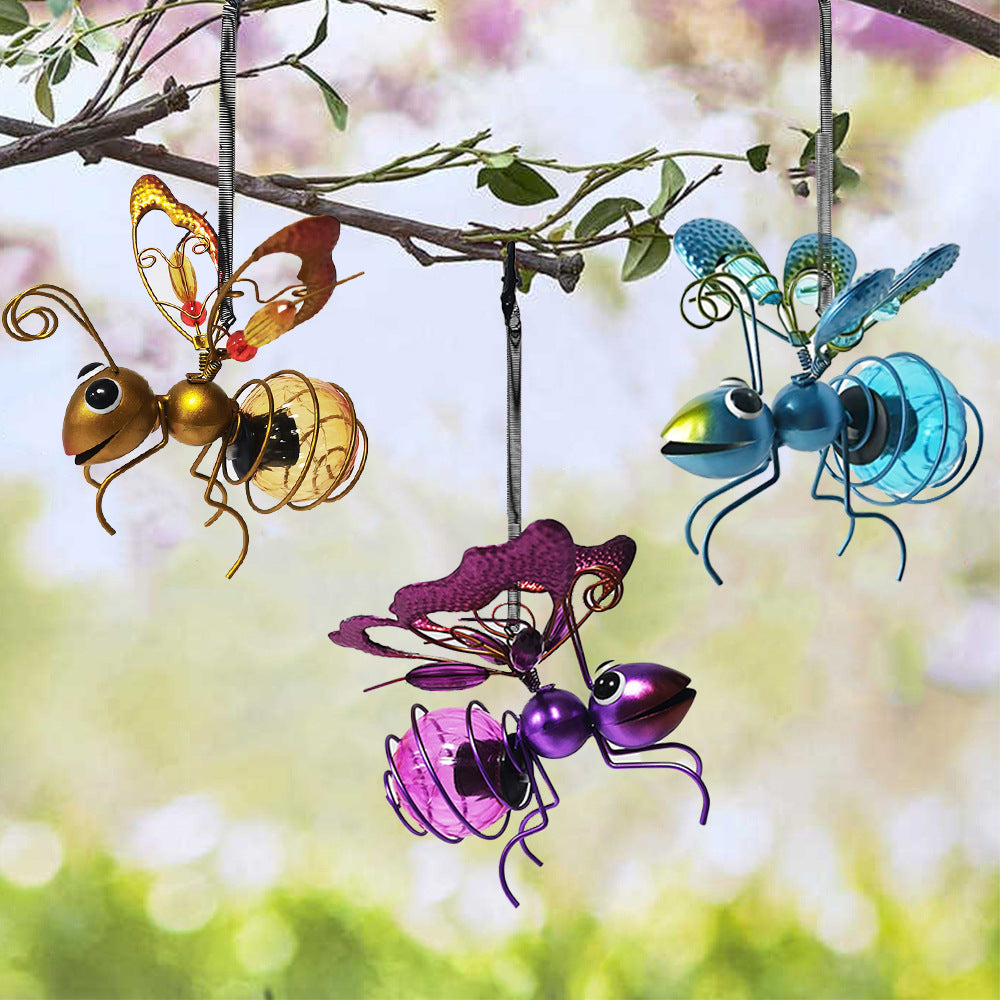 Verspielt hängendes Glas Bienen Solargartenlaterne Ornament Brehn