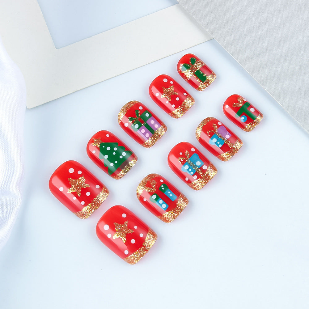 Festliche Weihnachtsmotiv Press-On Nagelkunst Brehn