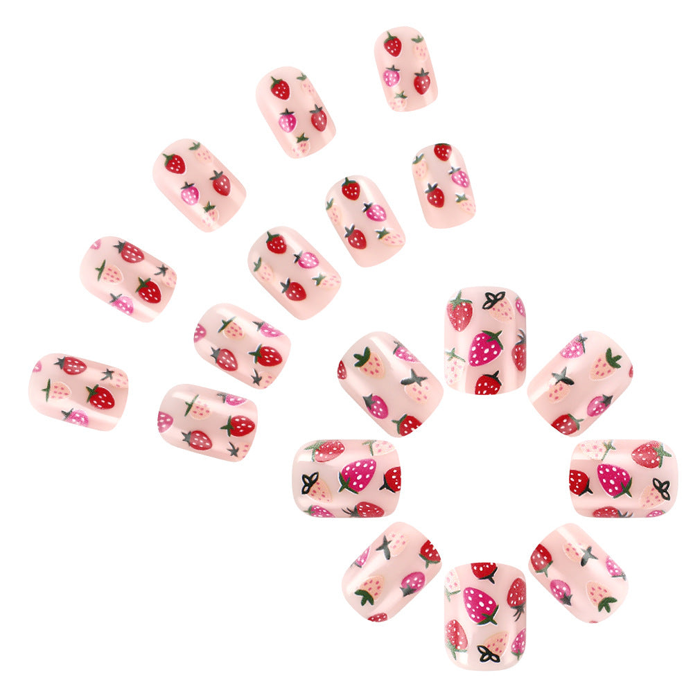 Erdbeer-Themen Press-On Nagelkunst Brehn