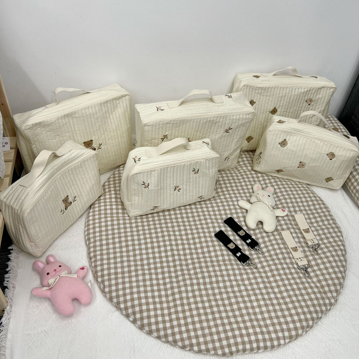 Gepolsterte tragbare Baby-Matratze Tragetasche mit Griff und besticktem Obstmotiv