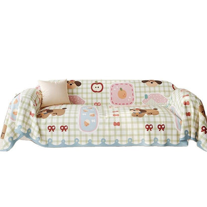 Stretch-Fit Decorative Sofa Slipcover Protector with Cute Cartoon Puppy Print