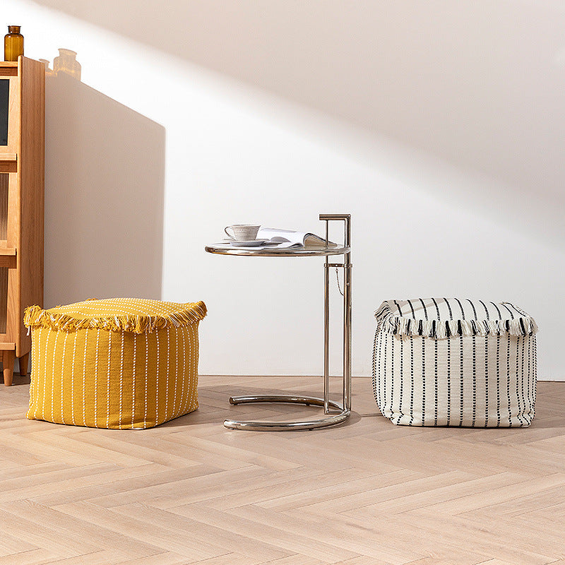Boho-Sitzpouf aus Baumwollgewebe mit Fransen Brehn