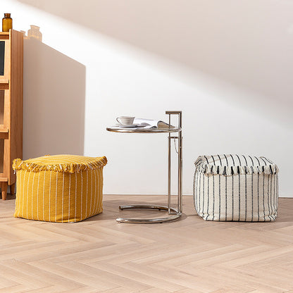 Boho-Sitzpouf aus Baumwollgewebe mit Fransen Brehn