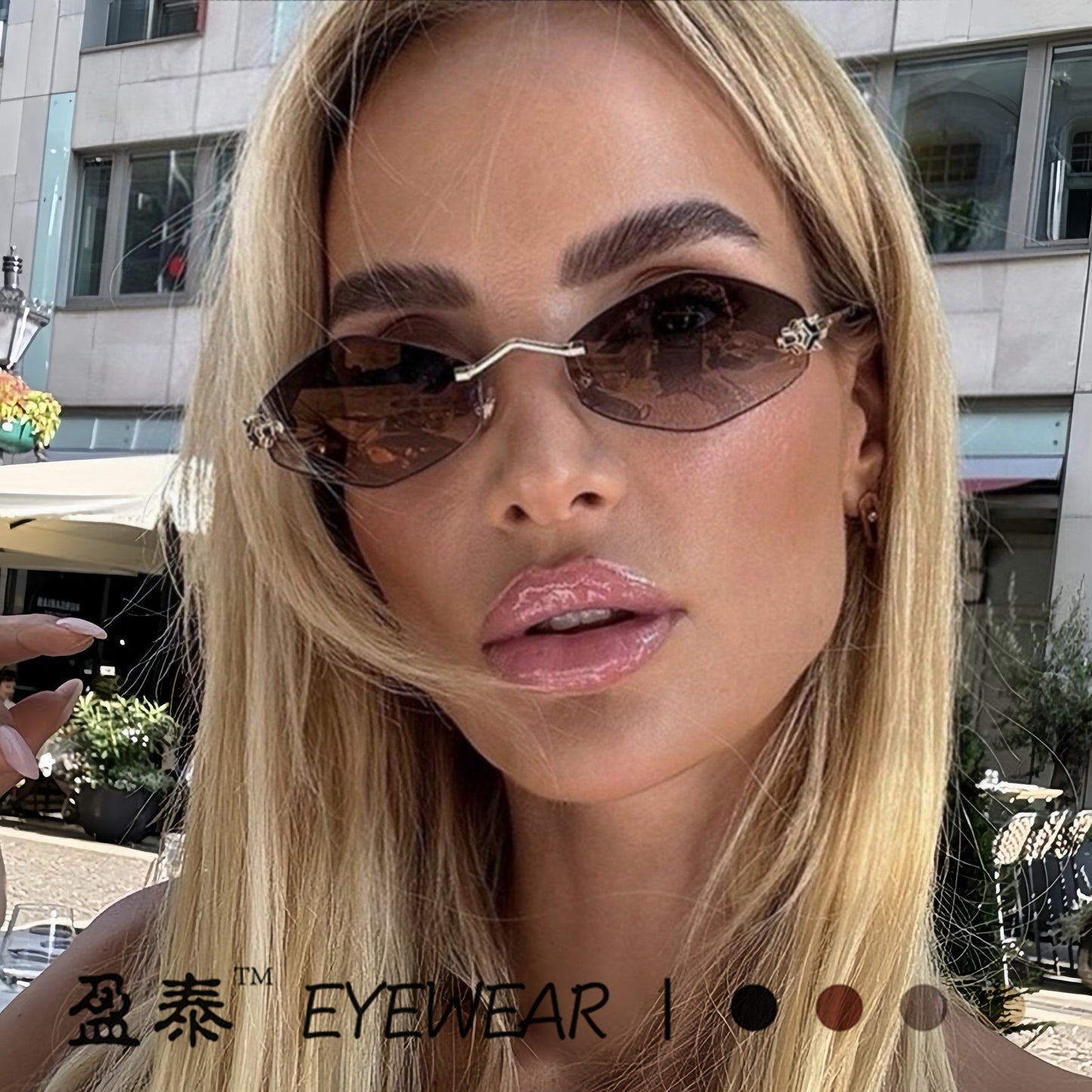 Damen Cat-Eye Sonnenbrille mit luxuriösem Perlrahmen und polarisierenden Gläsern Brehn