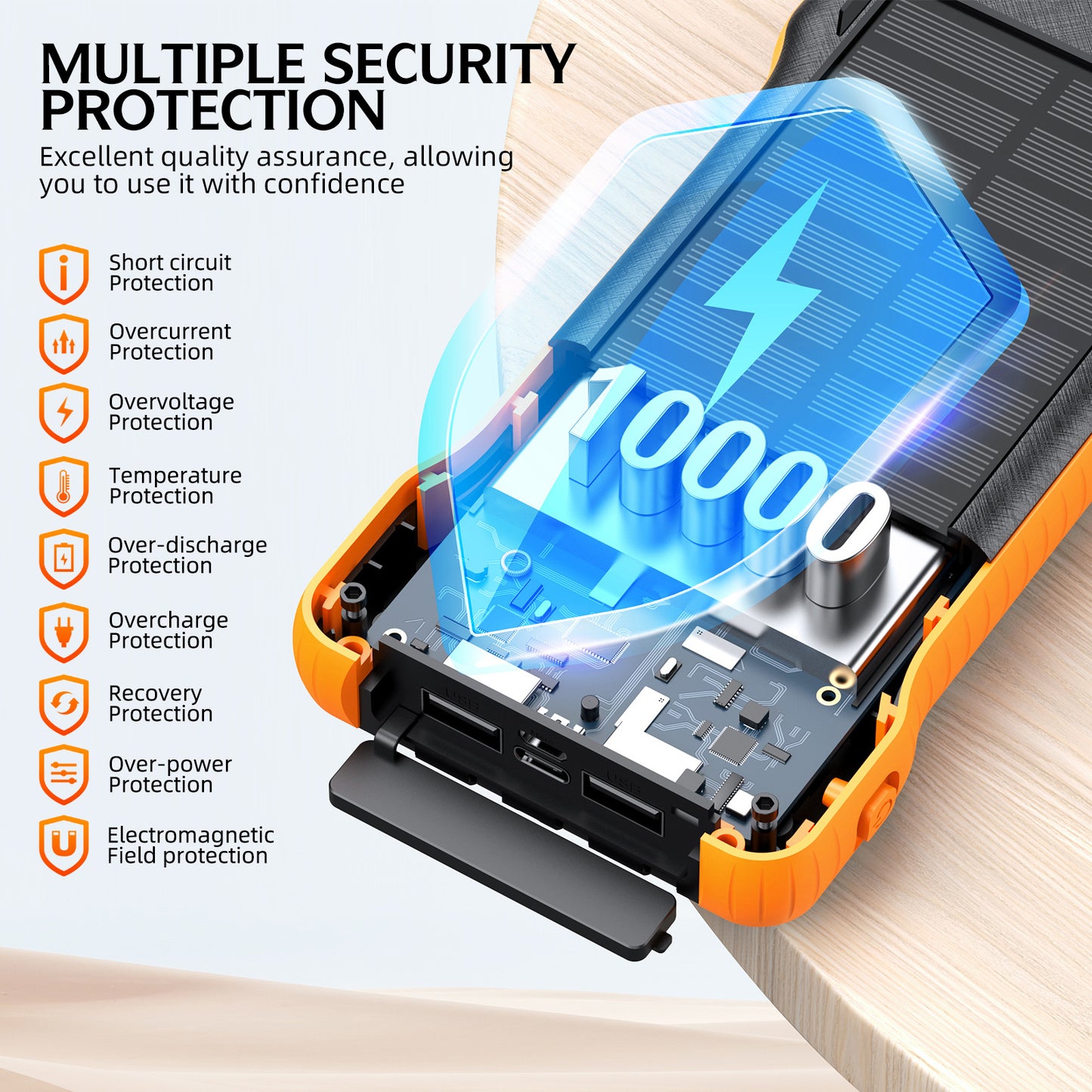 Solar Powerbank mit Integriertem LED-Licht Brehn