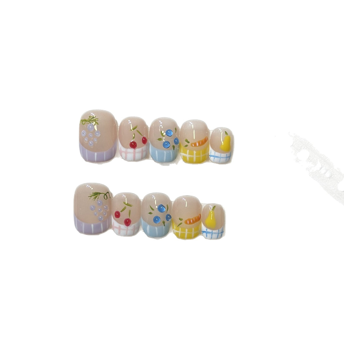 Künstlerisches von Früchten inspiriertes Press-On Nagelset Brehn