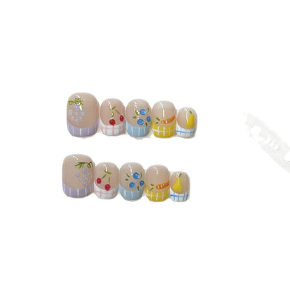 Künstlerisches von Früchten inspiriertes Press-On Nagelset Brehn