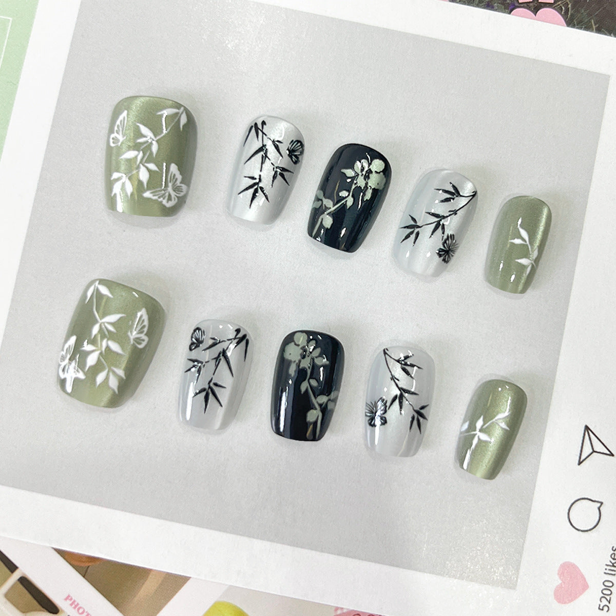 Kunstvolle Künstliche Nagelspitzen mit floralen Motiven Brehn