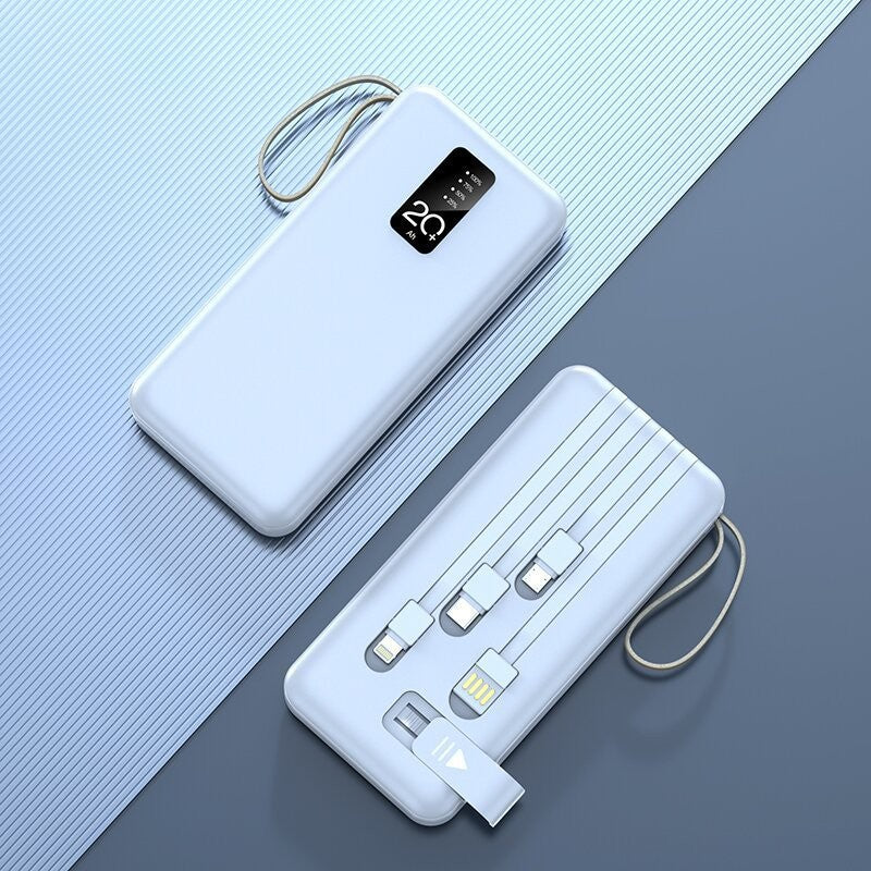 Tragbare Powerbank mit Integrierten Ladekabeln und Intelligentem Energiemanagement Brehn