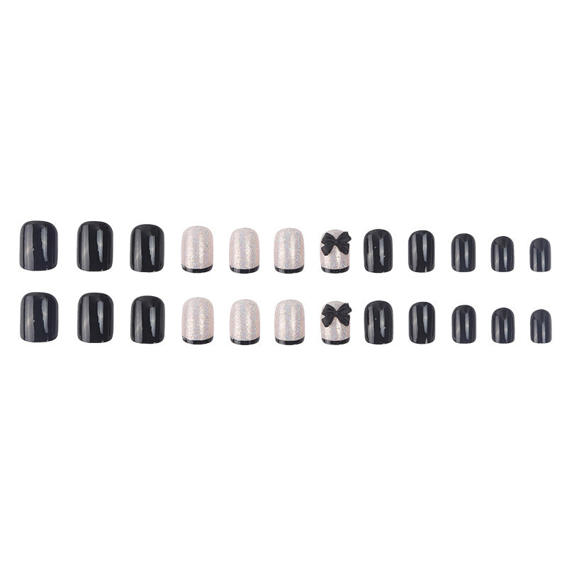 Elegante Stiletto Press-On Nail Set mit dekorativen Schleifenakzenten Brehn