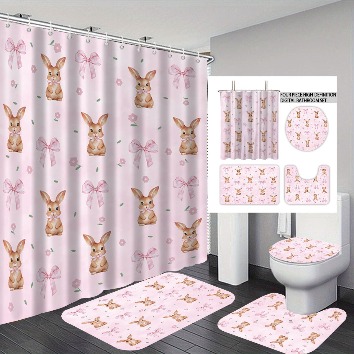 Bunny-Themen digitales Badezimmer Dekor Set Brehn