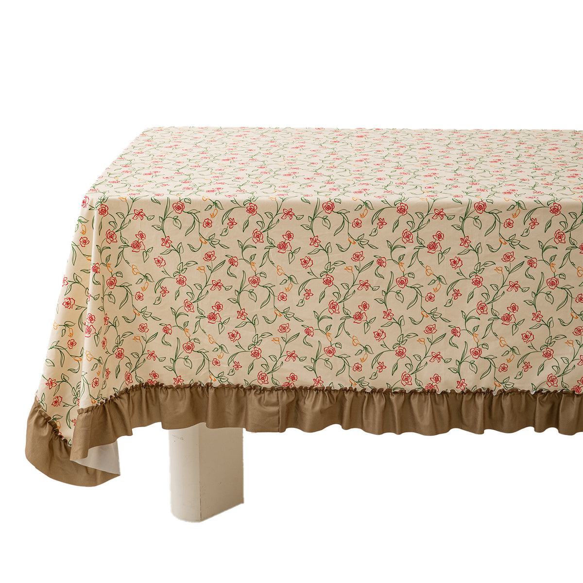Tischdecke mit floraler Vintage-Print‑Optik und gerafftem Volant Brehn