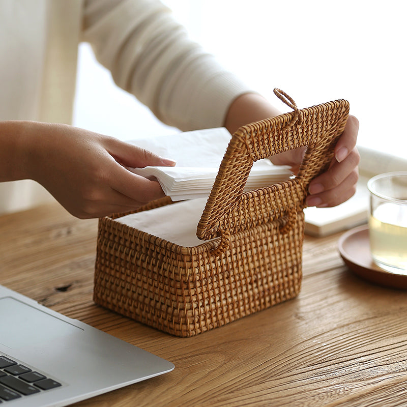 WillowNest Rattan Tissue Box Handgewebt Natürliche Eleganz | Brehn