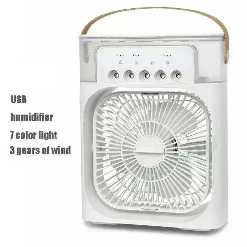 Unisex Einheitsgröße USB befeuchtender tragbarer Ventilator mit drei Geschwindigkeitsstufen, siebenfarbigem Stimmungslicht, abnehmbaren Wassertank und stabilem Tragegriff Brehn
