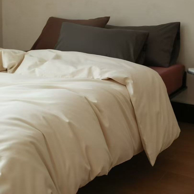Premium-Baumwollsatin-Duvetbezug-Set mit Spannbetttuch und Kissenbezügen
