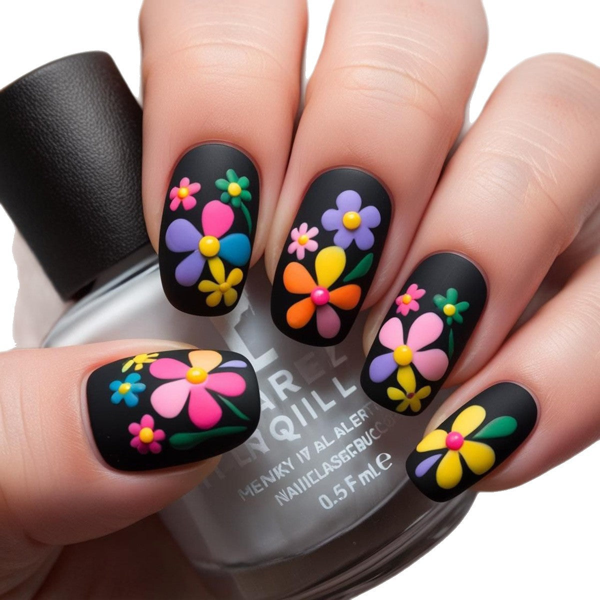 Kunstfingernägel mit Buntem Blumenmuster Brehn