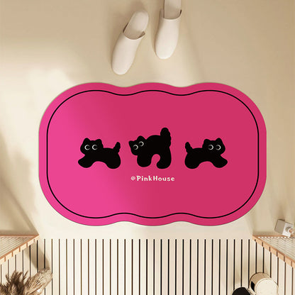 Cloud-Shaped Microfiber Anti-Slip Absorbent Bathroom Mat with Cartoon Dog Print