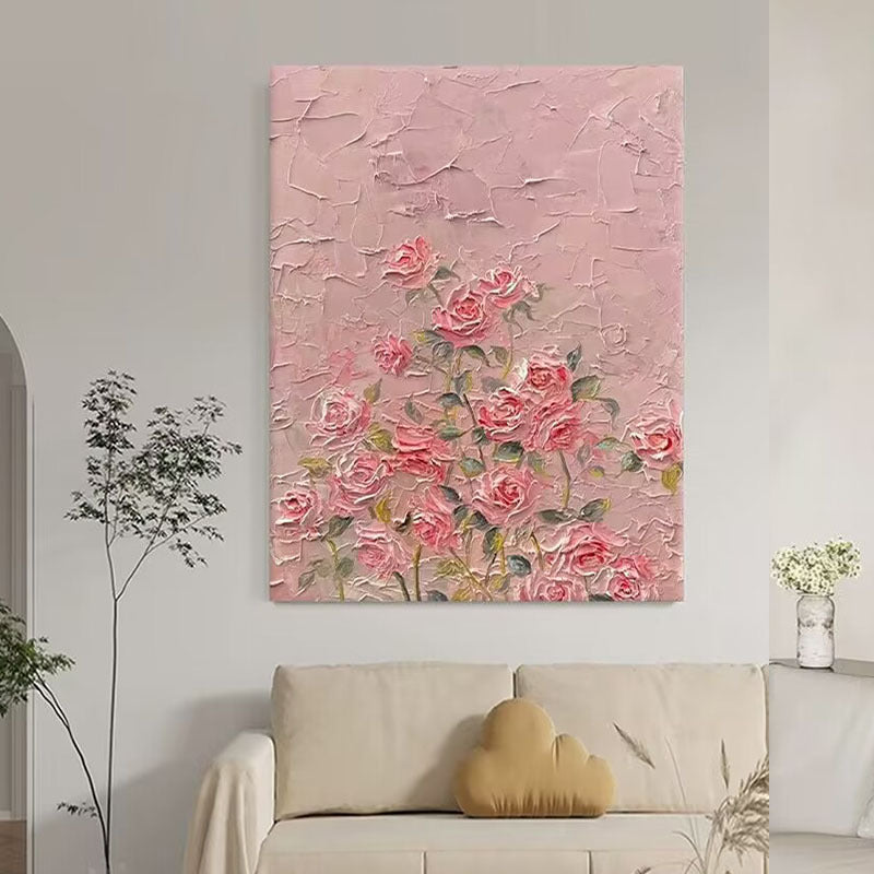 Blumige Texturierte Leinwand Wandkunst