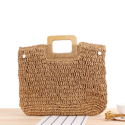 Makramee Tragetasche mit Elegantem Holzgriff Brehn