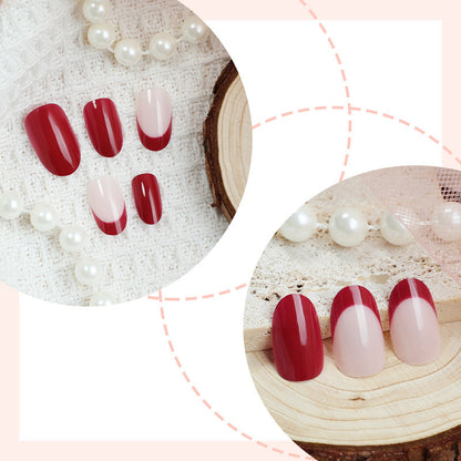 Elegante Zwei-Ton Press-On Nagelkunst Brehn